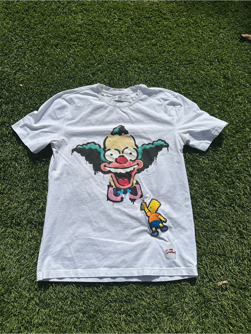 The Simpsons Bart Krusty Graphic T-Shirt White Size Small S